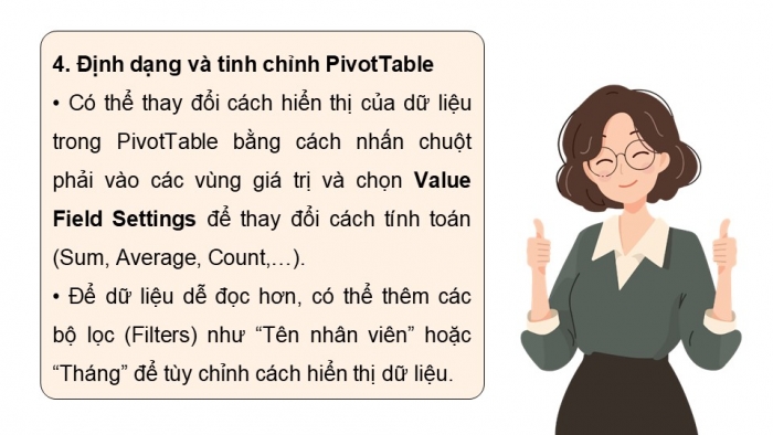 Giáo án điện tử chuyên đề Tin học ứng dụng 12 cánh diều Bài 3: Dùng bảng pivot để phân tích thống kê