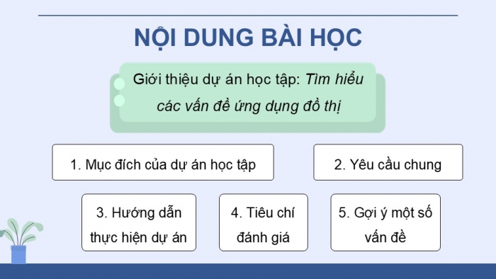 Giáo án điện tử chuyên đề Khoa học máy tính 12 cánh diều Bài 6 Dự án học tập: Tìm hiểu các vấn đề ứng dụng đồ thị