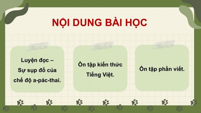 Giáo án PPT dạy thêm Tiếng Việt 5 chân trời bài 8: Bài đọc Sự sụp đổ của chế độ a-pác-thai. Mở rộng vốn từ Hòa bình. Tìm ý cho đoạn văn giới thiệu về nhân vật trong một cuốn sách đã đọc