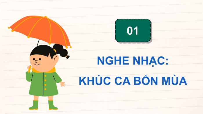 Giáo án điện tử Âm nhạc 5 kết nối Tiết 33: Nghe nhạc Khúc ca bốn mùa, Tổ chức hoạt động Vận dụng – Sáng tạo