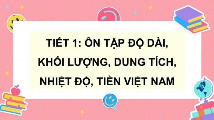 Giáo án điện tử Toán 5 chân trời Bài 95: Ôn tập độ dài, khối lượng, dung tích, nhiệt độ, tiền Việt Nam