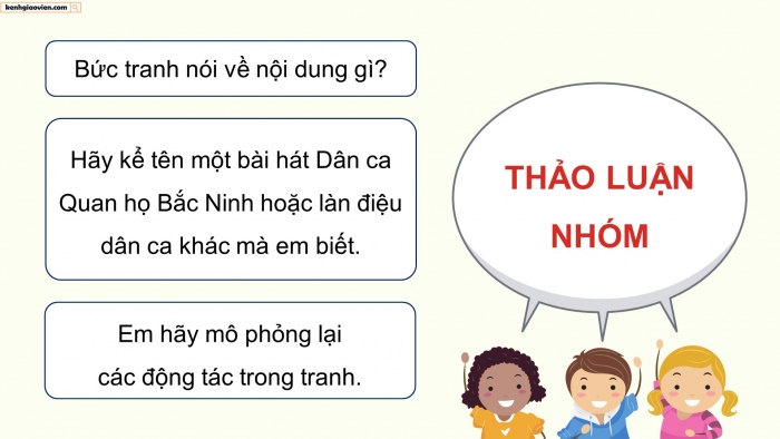 Giáo án điện tử Âm nhạc 5 chân trời Tiết 1: Khám phá Các làn điệu dân ca Việt Nam, Hát Trống cơm