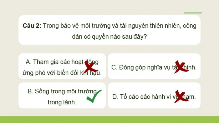 Giáo án điện tử Kinh tế pháp luật 12 cánh diều Bài 14: Quyền và nghĩa vụ của công dân trong bảo vệ môi trường và tài nguyên thiên nhiên (P2)