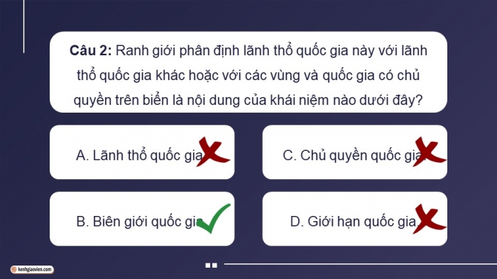 Giáo án điện tử Kinh tế pháp luật 12 cánh diều Bài 16: Công pháp quốc tế về dân cư, lãnh thổ và biên giới quốc gia, Luật Biển quốc tế (P2)