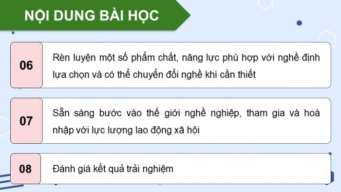 Giáo án điện tử Hoạt động trải nghiệm 12 chân trời bản 2 Chủ đề 8: Quyết định lựa chọn nghề nghiệp cho bản thân (P2)