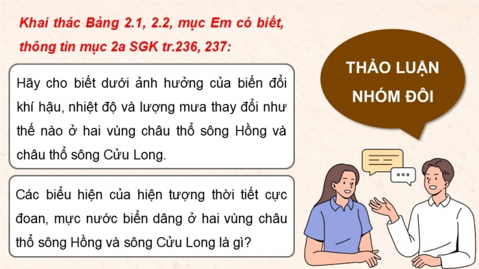 Giáo án điện tử Địa lí 9 chân trời Chủ đề chung 2: Văn minh châu thổ sông Hồng và sông Cửu Long (P2)