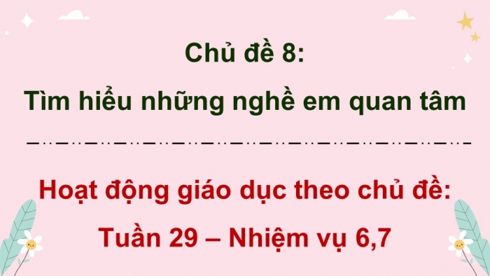 Giáo án điện tử Hoạt động trải nghiệm 9 chân trời bản 1 Chủ đề 8 Tuần 29