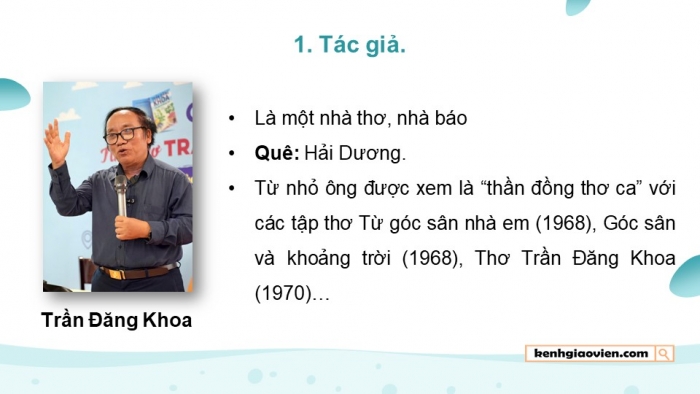 Giáo án điện tử Ngữ văn 12 chân trời Bài 9: Đợi mưa trên đảo Sinh Tồn (Trần Đăng Khoa)