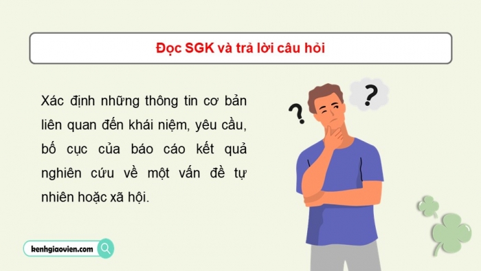 Giáo án điện tử Ngữ văn 12 chân trời Bài 9: Viết báo cáo kết quả nghiên cứu về một vấn đề tự nhiên hoặc xã hội