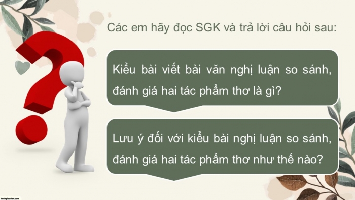 Giáo án điện tử Ngữ văn 12 cánh diều Bài 8: Viết bài nghị luận so sánh, đánh giá hai tác phẩm thơ