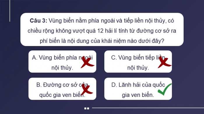 Giáo án điện tử Kinh tế pháp luật 12 cánh diều Bài 16: Công pháp quốc tế về dân cư, lãnh thổ và biên giới quốc gia, Luật Biển quốc tế (P2)