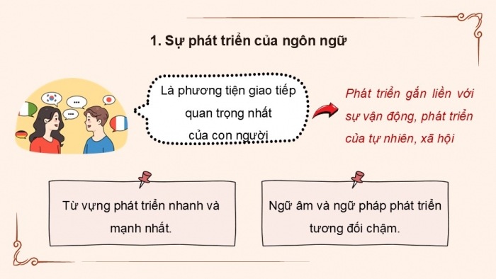 Giáo án điện tử Ngữ văn 9 cánh diều Bài 9: Sự phát triển của ngôn ngữ - từ ngữ mới và nghĩa mới