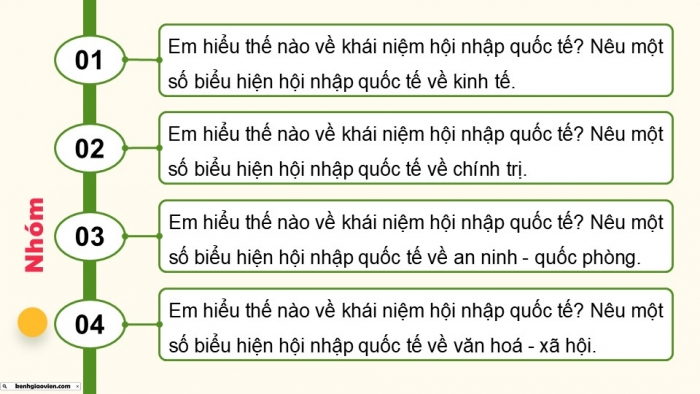 Giáo án điện tử chuyên đề Lịch sử 12 chân trời CĐ 3 Phần 1: Một số khái niệm (b. Hội nhập quốc tế)