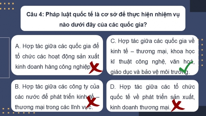 Giáo án điện tử Kinh tế pháp luật 12 chân trời Bài 14: Khái quát chung về pháp luật quốc tế (P2)