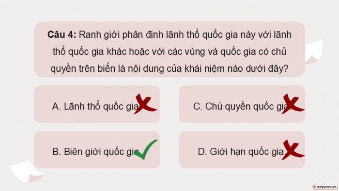 Giáo án điện tử Kinh tế pháp luật 12 chân trời Bài 15: Một số nội dung cơ bản của Công pháp quốc tế về dân cư, lãnh thổ, biên giới quốc gia (P2)