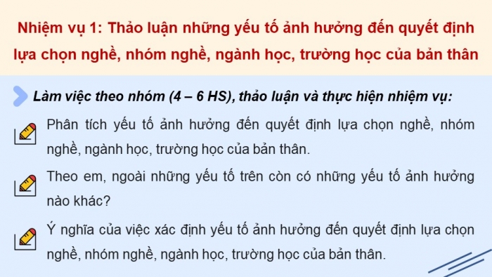 Giáo án điện tử Hoạt động trải nghiệm 12 cánh diều Chủ đề 8: Chọn nghề phù hợp (P2)