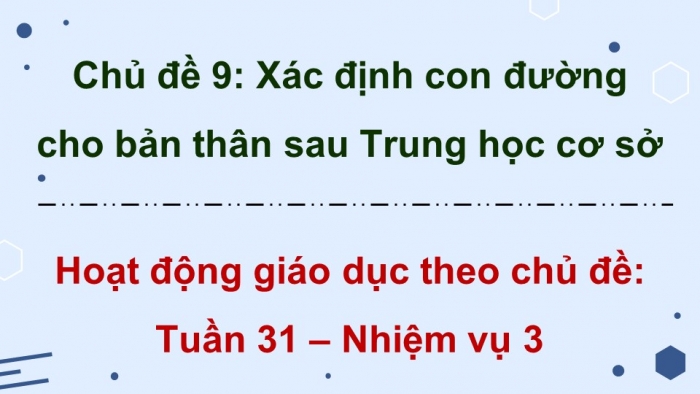 Giáo án điện tử Hoạt động trải nghiệm 9 chân trời bản 1 Chủ đề 9 Tuần 31