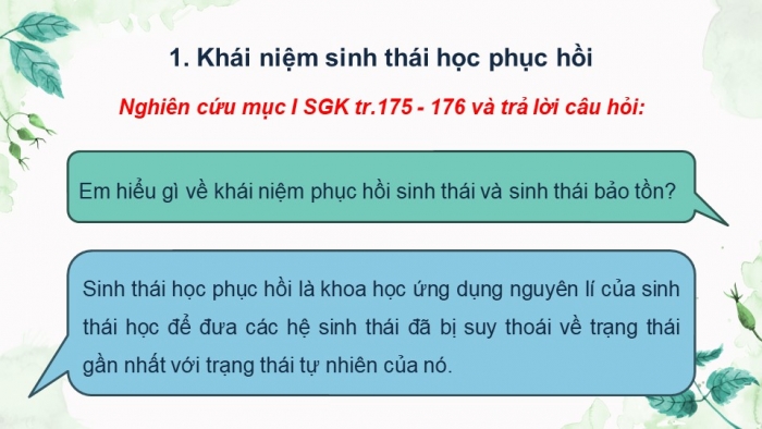 Giáo án điện tử Sinh học 12 kết nối Bài 33: Sinh thái học phục hồi và bảo tồn đa dạng sinh vật