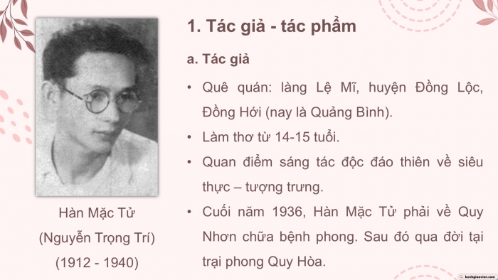 Giáo án PPT dạy thêm Ngữ văn 12 chân trời Bài 6: Đây thôn Vĩ Dạ (Hàn Mặc Tử)