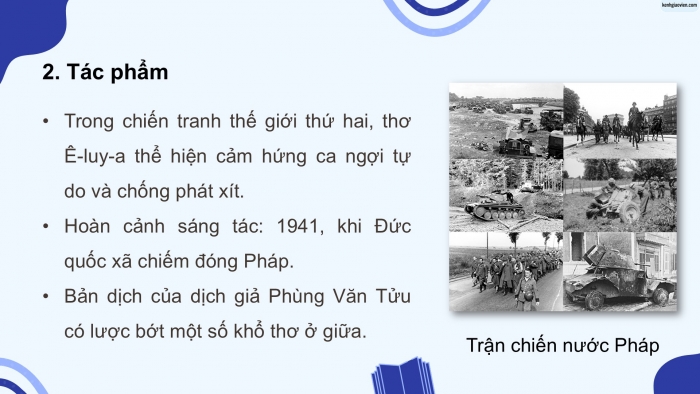 Giáo án PPT dạy thêm Ngữ văn 12 chân trời Bài 6: Tự do (Pôn Ê-luy-a)