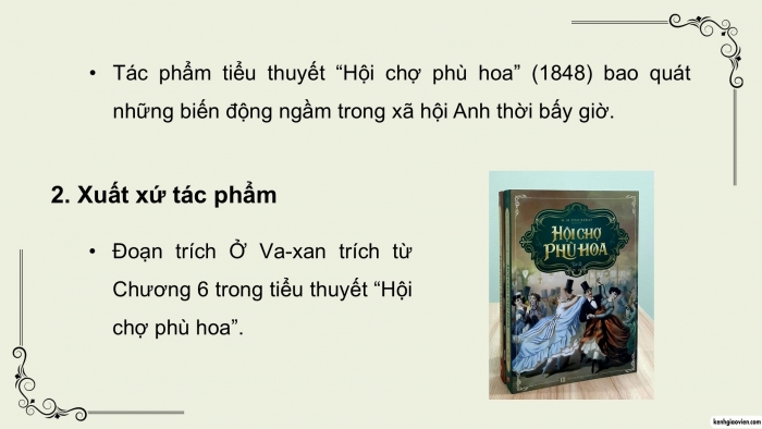 Giáo án PPT dạy thêm Ngữ văn 12 chân trời Bài 7: Ở Va-xan (Trích Hội chợ phù hoa – Uy-li-am Thác-cơ-rây)