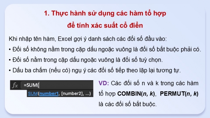 Giáo án điện tử chuyên đề Tin học ứng dụng 12 cánh diều Bài 1: Hàm tổ hợp, hàm ngẫu nhiên và lấy mẫu ngẫu nhiên