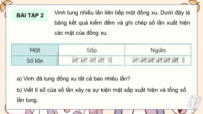 Giáo án điện tử Toán 5 chân trời Bài 100: Ôn tập một số yếu tố xác suất