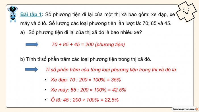 Giáo án PPT dạy thêm Toán 5 Chân trời bài 61: Viết các số liệu dưới dạng tỉ số phần trăm