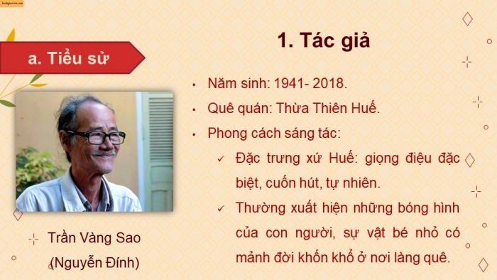 Giáo án điện tử Ngữ văn 12 cánh diều Bài 8: Bài thơ của một người yêu nước mình (Trần Vàng Sao)