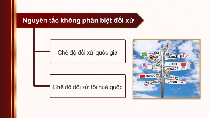 Giáo án điện tử Kinh tế pháp luật 12 cánh diều Bài 17: Các nguyên tắc cơ bản của Tổ chức Thương mại thế giới và hợp đồng thương mại quốc tế