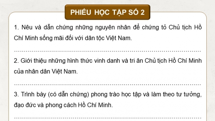 Giáo án điện tử Lịch sử 12 cánh diều Bài 16: Dấu ấn Hồ Chí Minh trong lòng nhân dân thế giới và Việt Nam (P2)