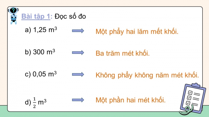 Giáo án PPT dạy thêm Toán 5 Chân trời bài 72: Mét khối