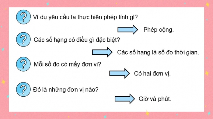 Giáo án điện tử Toán 5 chân trời Bài 78: Cộng số đo thời gian