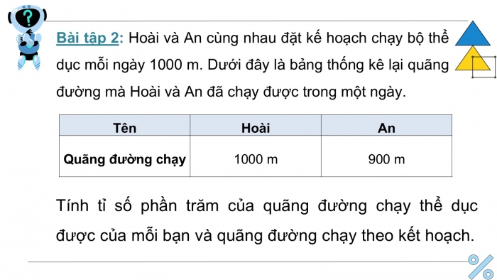 Giáo án PPT dạy thêm Toán 5 Chân trời bài 57: Tính tỉ số phần trăm của hai số