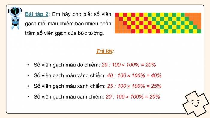 Giáo án PPT dạy thêm Toán 5 Chân trời bài 61: Viết các số liệu dưới dạng tỉ số phần trăm