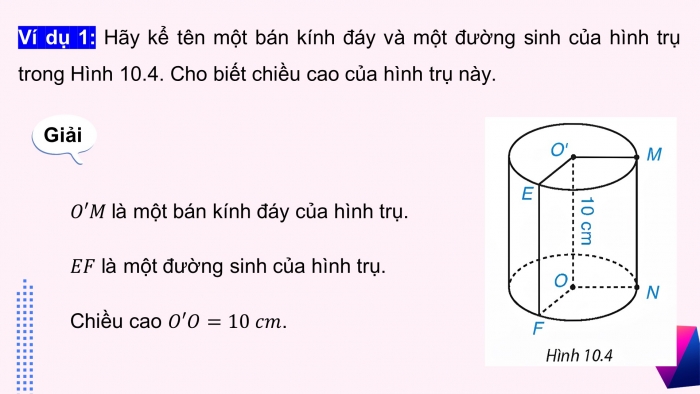 Giáo án điện tử Toán 9 kết nối Bài 31: Hình trụ và hình nón