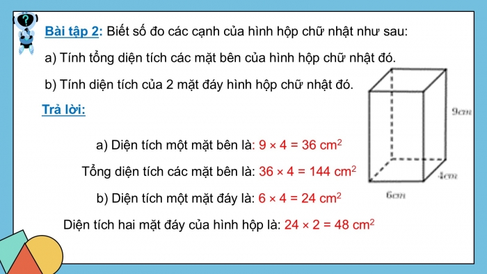 Giáo án PPT dạy thêm Toán 5 Chân trời bài 64: Hình hộp chữ nhật, hình lập phương