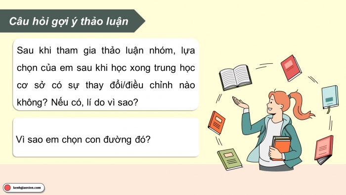 Giáo án điện tử Hoạt động trải nghiệm 9 cánh diều Chủ đề 9 - Hoạt động giáo dục 2: Lựa chọn con đường sau trung học cơ sở