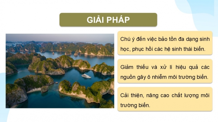 Giáo án điện tử Địa lí 9 cánh diều Bài 20: Phát triển tổng hợp kinh tế và bảo vệ tài nguyên, môi trường biển, đảo (P2)