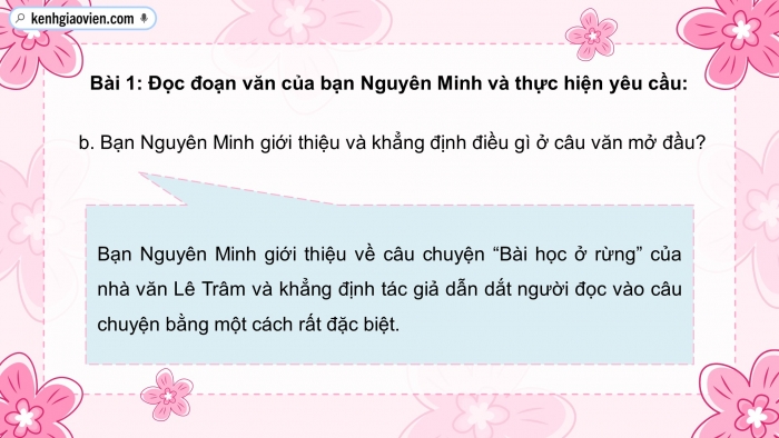 Giáo án điện tử Tiếng Việt 5 chân trời Bài 1: Đoạn văn thể hiện tình cảm, cảm xúc về một câu chuyện