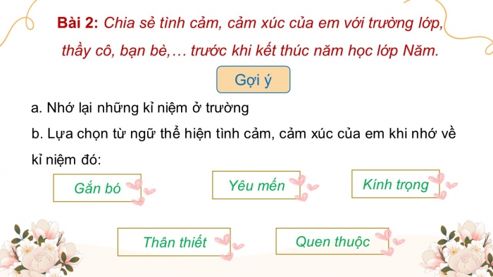 Giáo án điện tử Tiếng Việt 5 chân trời Bài 6: Chia sẻ theo chủ đề Điều em muốn nói