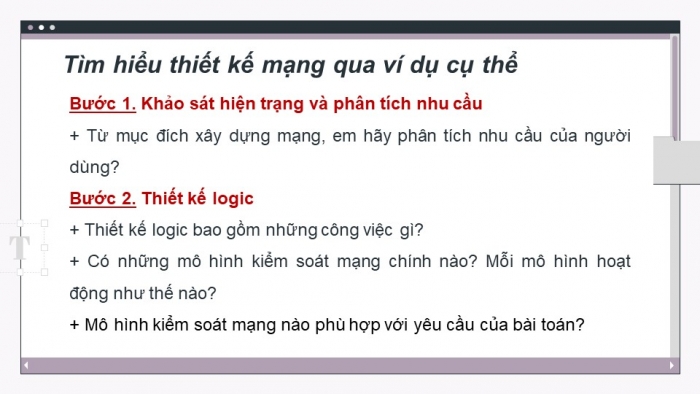 Giáo án điện tử Khoa học máy tính 12 kết nối Bài 24: Sơ bộ về thiết kế mạng