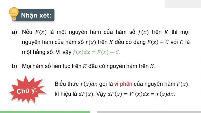 Giáo án PPT dạy thêm Toán 12 cánh diều Bài 1: Nguyên hàm