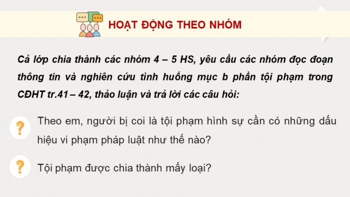 Giáo án điện tử chuyên đề Kinh tế pháp luật 10 chân trời Bài 6: Khái quát về pháp luật hình sự