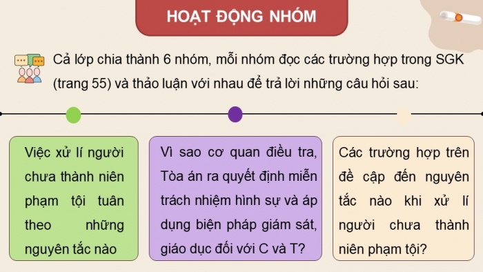 Giáo án điện tử chuyên đề Kinh tế pháp luật 10 chân trời Bài 7: Một số nội dung cơ bản của pháp luật hình sự liên quan đến người chưa thành niên phạm tội