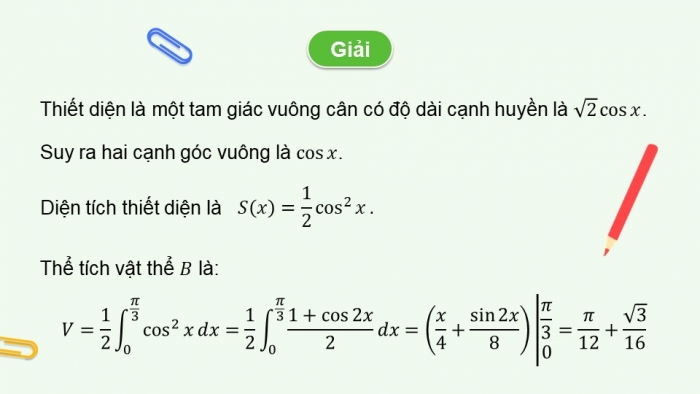 Giáo án PPT dạy thêm Toán 12 cánh diều Bài 4: Ứng dụng hình học của tích phân (P2)