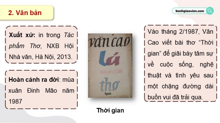 Giáo án PPT dạy thêm Ngữ văn 12 Cánh diều bài 8: Thời gian (Văn Cao)