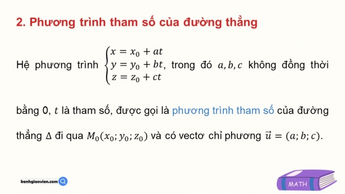 Giáo án PPT dạy thêm Toán 12 cánh diều Bài 2: Phương trình đường thẳng