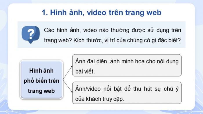 Giáo án điện tử Tin học ứng dụng 12 cánh diều Bài 5: Tạo nội dung hình ảnh cho trang web