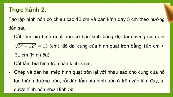 Giáo án điện tử Toán 9 chân trời Bài 2: Hình nón